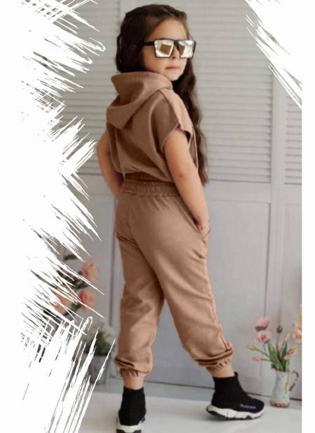 Brown Colour KEEVA CHILDREN Western Wear Latest Designer imported Cap Top And Pant Baby Girls Collection KEEVA 04